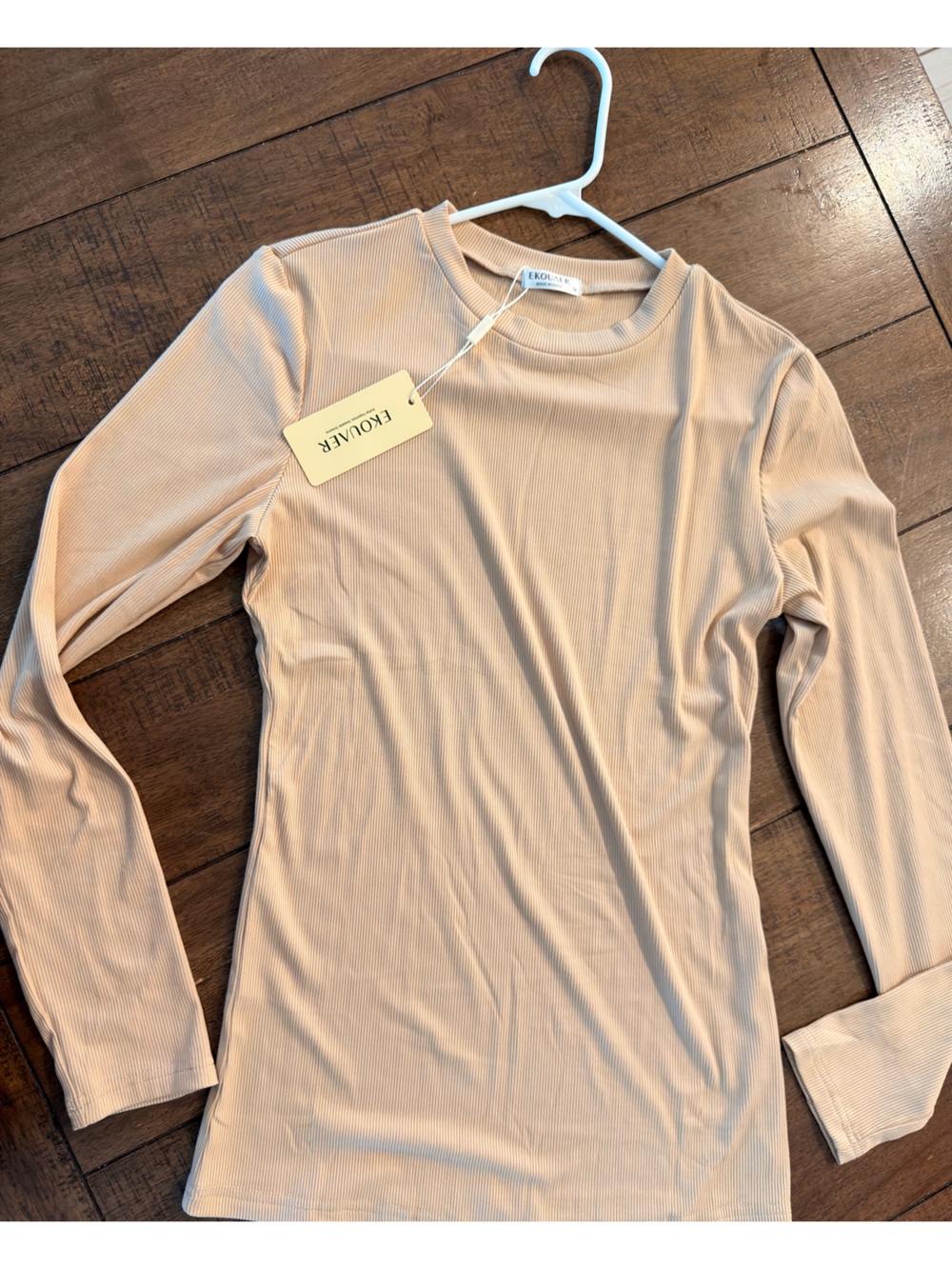 Women's Long Sleeve Crew Neck Top in Nude